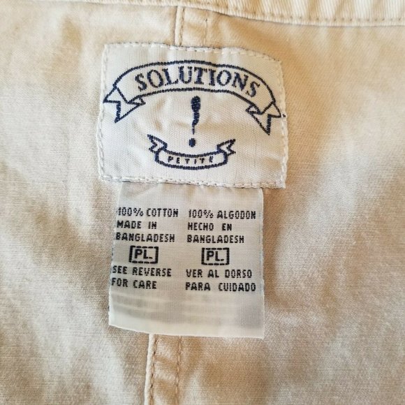 Vintage 90s Khaki Pinafore Mini Dress Button Front Neutral Cotton Pockets Medium - Picture 5 of 6